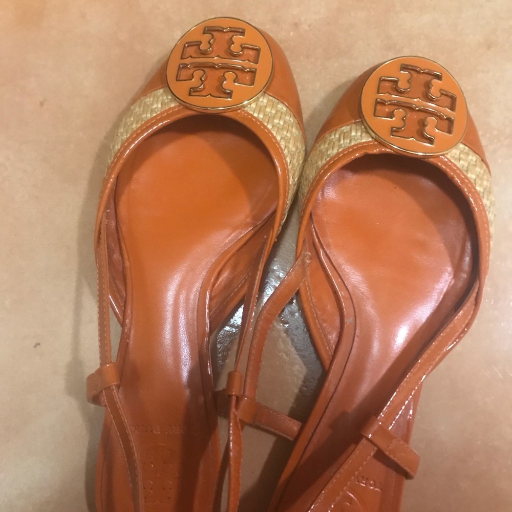 Used Tory Burch sling back flats.